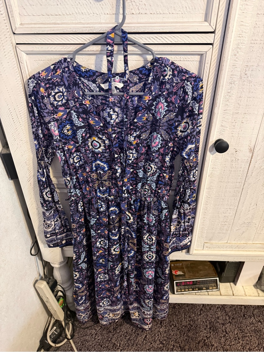Lucky Brand Navy Multicolor Floral Long Sleeve Dress